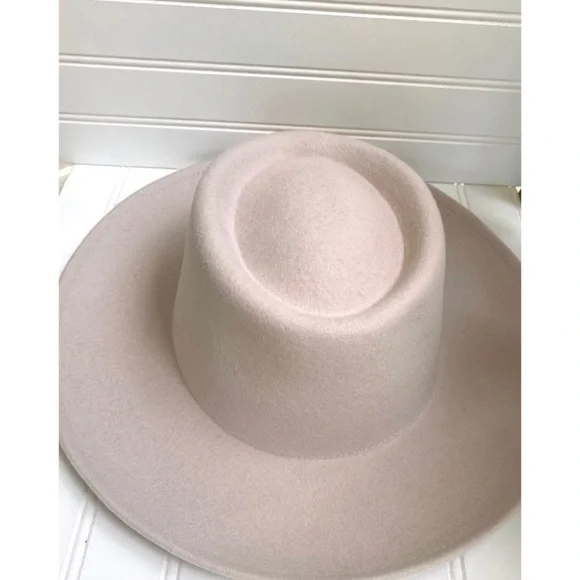 New GIGI POP Ginger Gambler Ivory Wool Wide Brim Stiff Hat Womens Size M L59